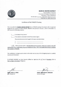 Cert of No PhilGEPS Posting